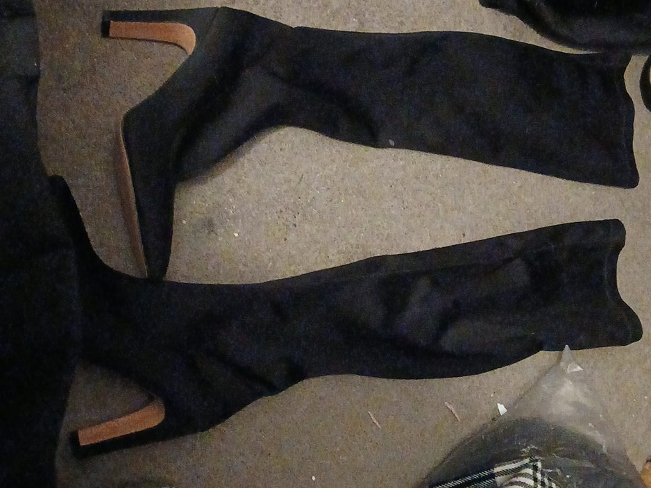 Black Thigh High Heel Boots thumbnail