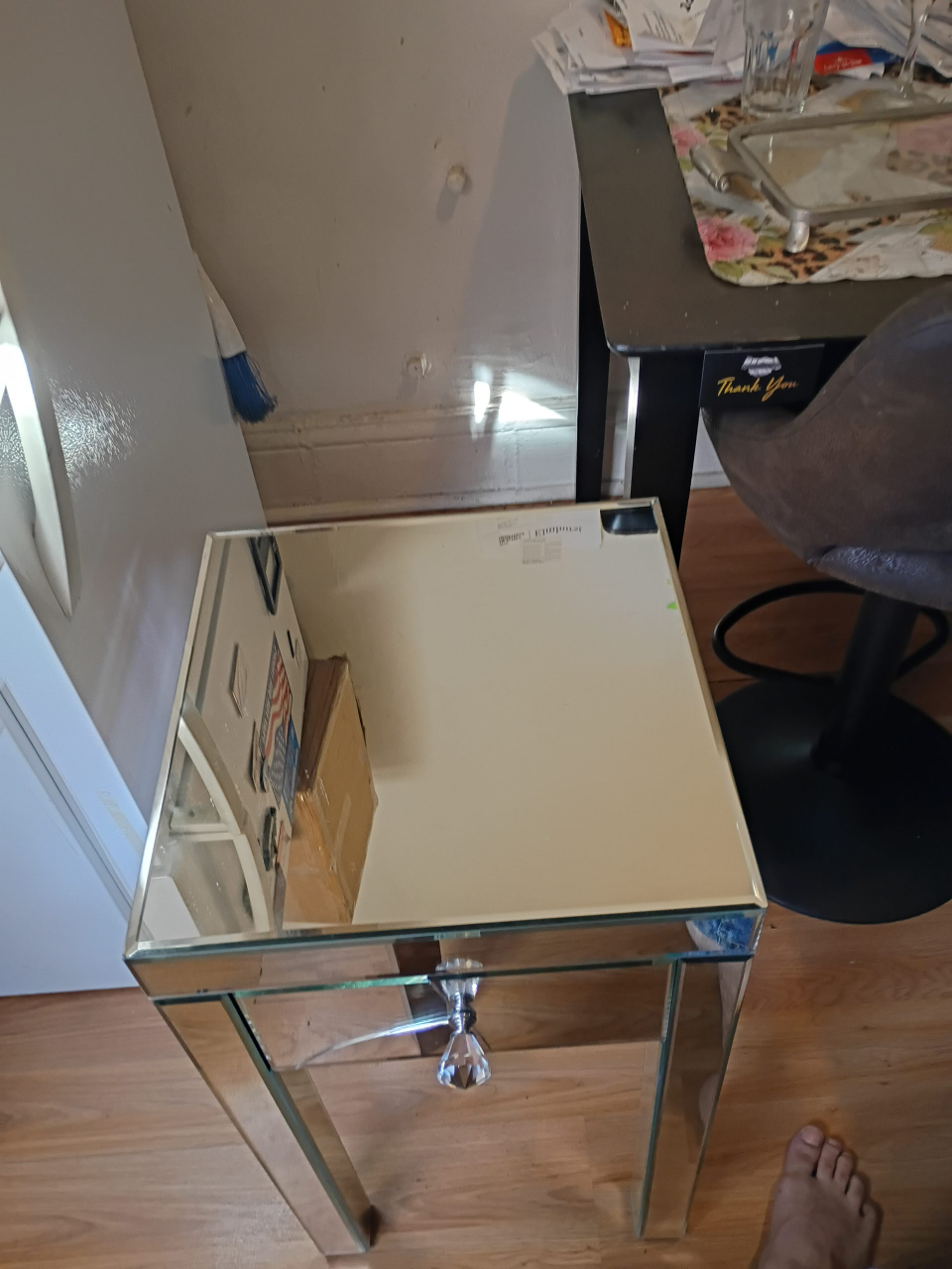 Mirrored Nightstand with Drawer thumbnail