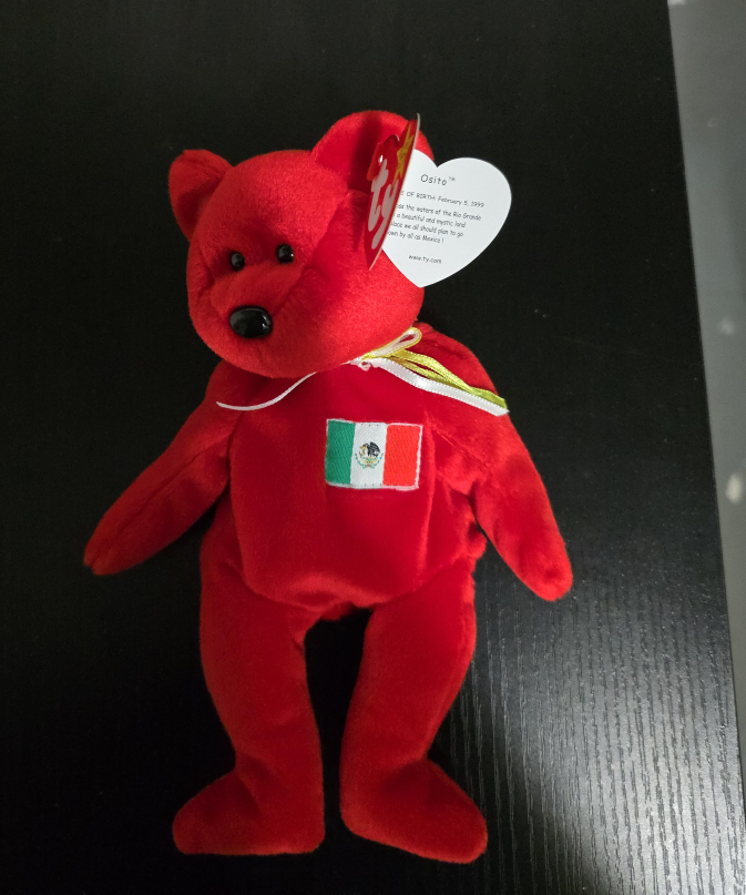 Ty Beanie Baby Osito - Red Bear with Mexican Flag thumbnail