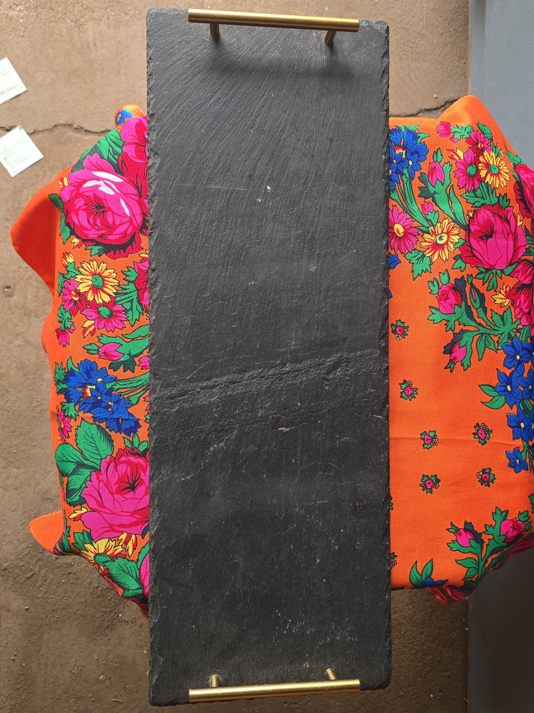 Slate Serving Tray with Gold Handles image indicator(1)