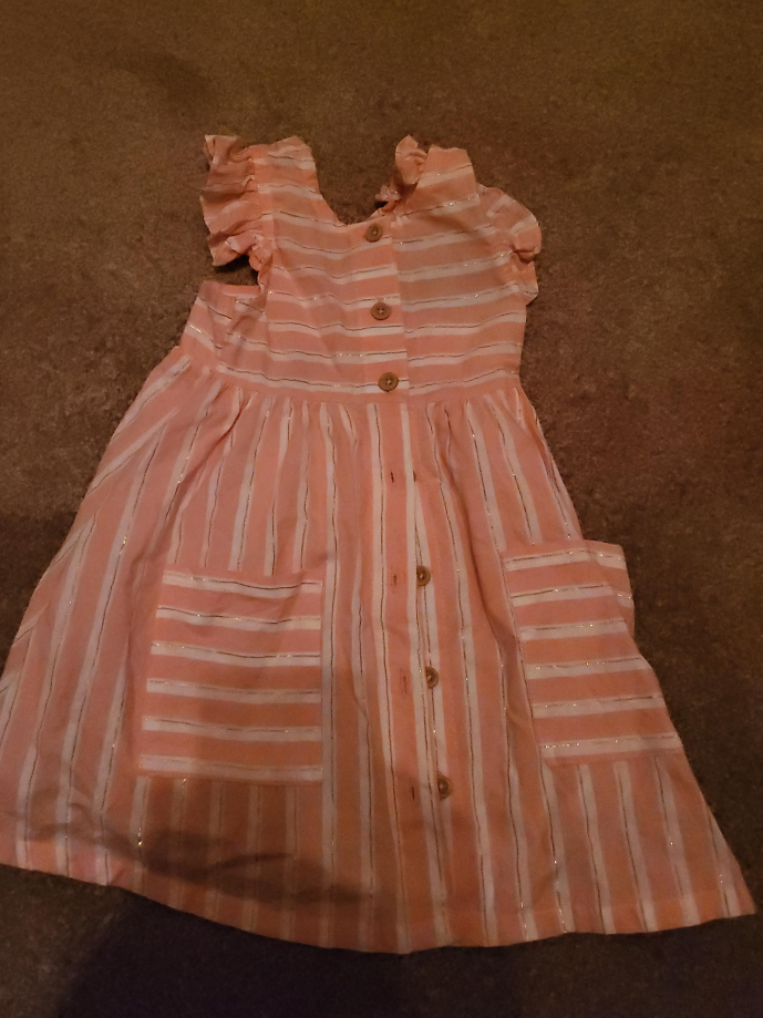 Peach Striped Dress with Pockets