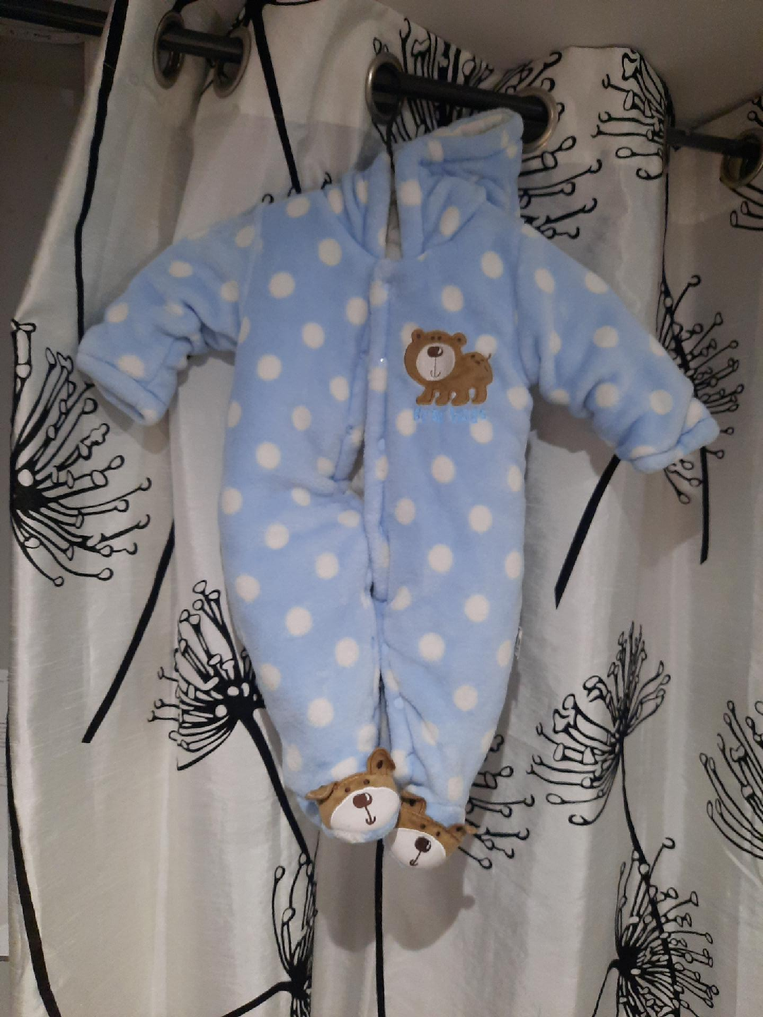Bear Hugs Baby Blue Polka Dot Snowsuit thumbnail
