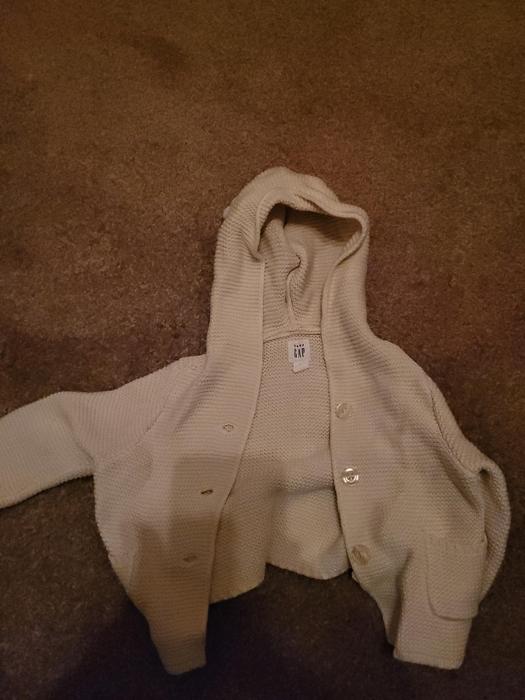GAP Cream Knit Baby Cardigan with Hood