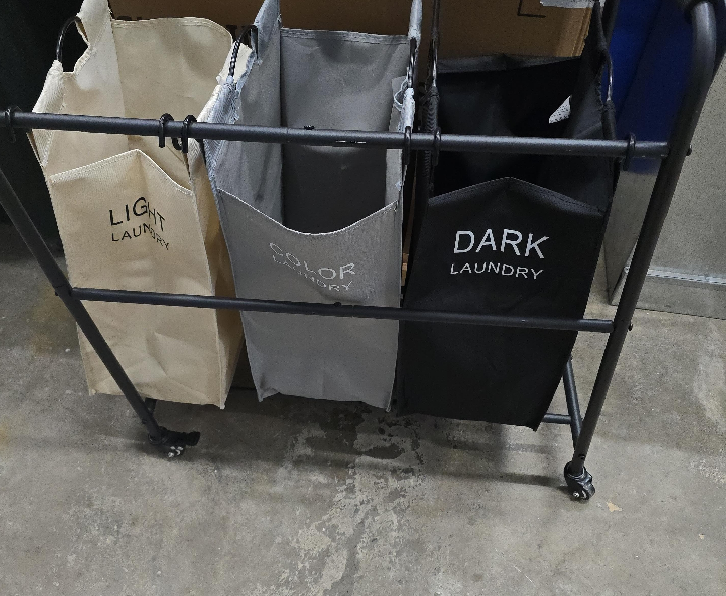 3-Section Rolling Laundry Sorter Cart