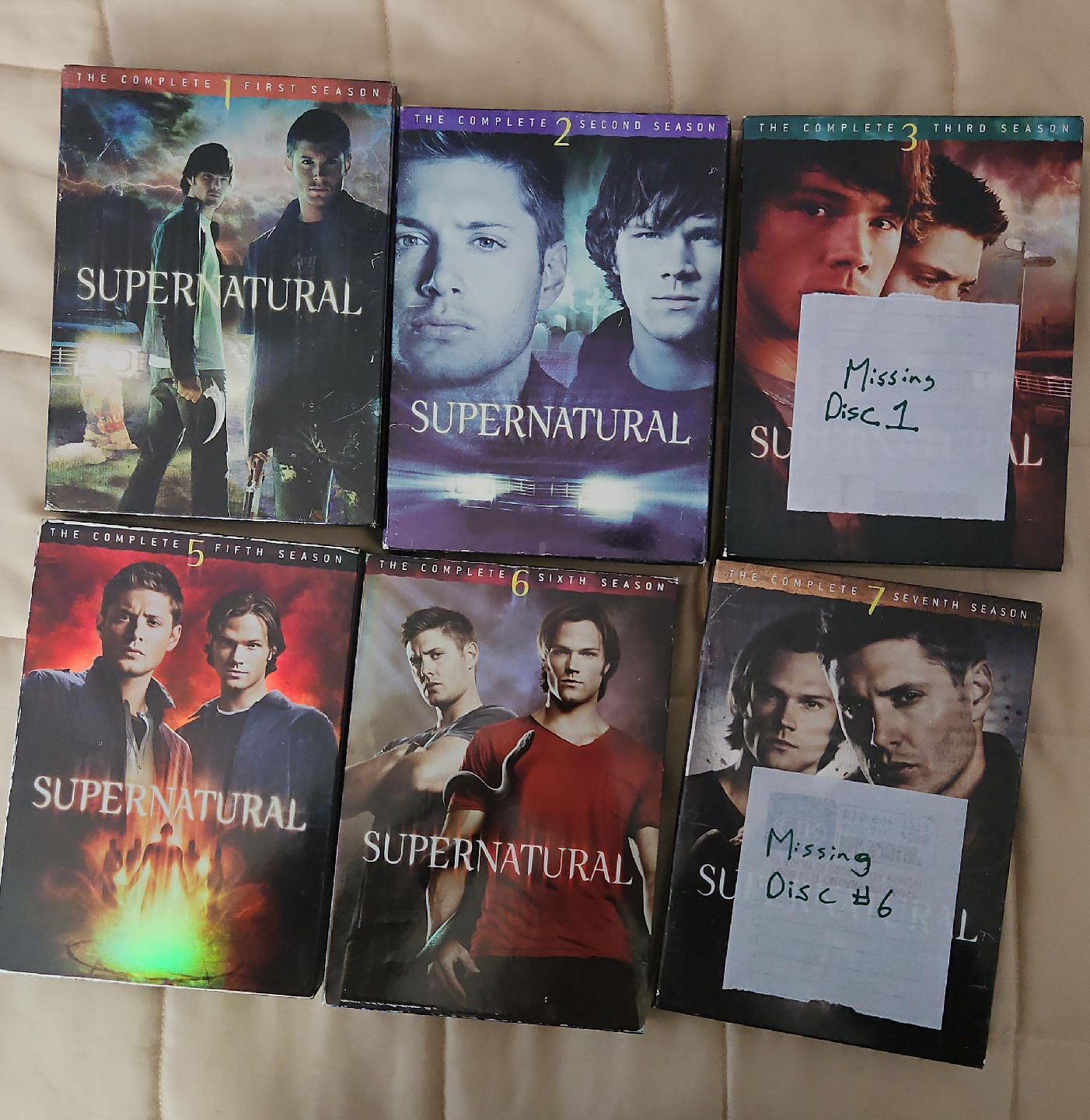 Supernatural DVD Set - Seasons 1, 2, 3, 5, 6, & 7 thumbnail