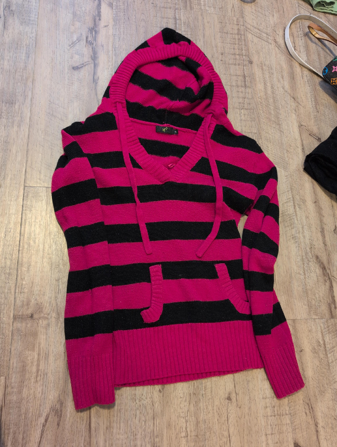 Striped Hoodie - Pink and Black - Size XL thumbnail