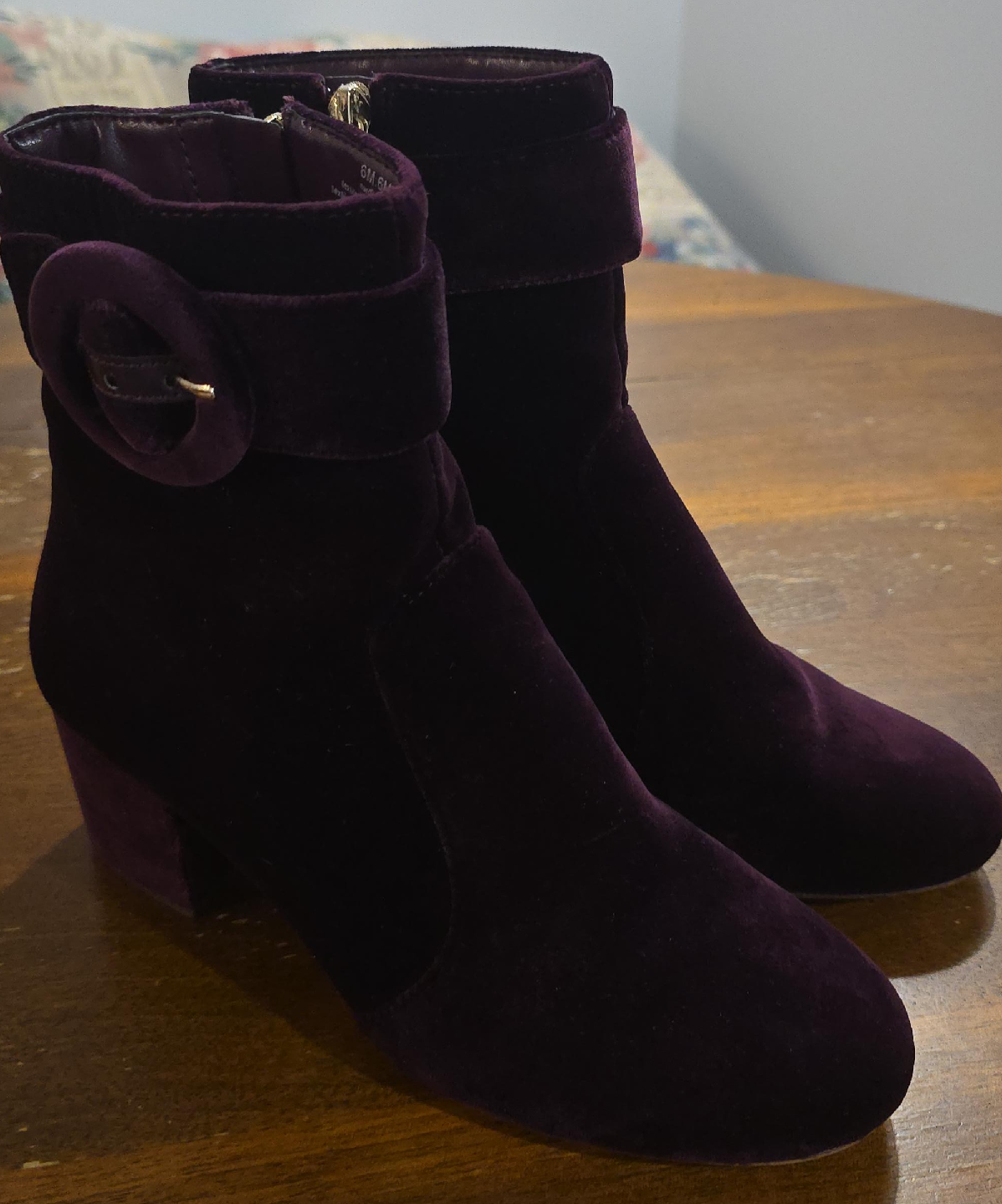 Dark Velvet Heeled Booties - Size 6-M thumbnail