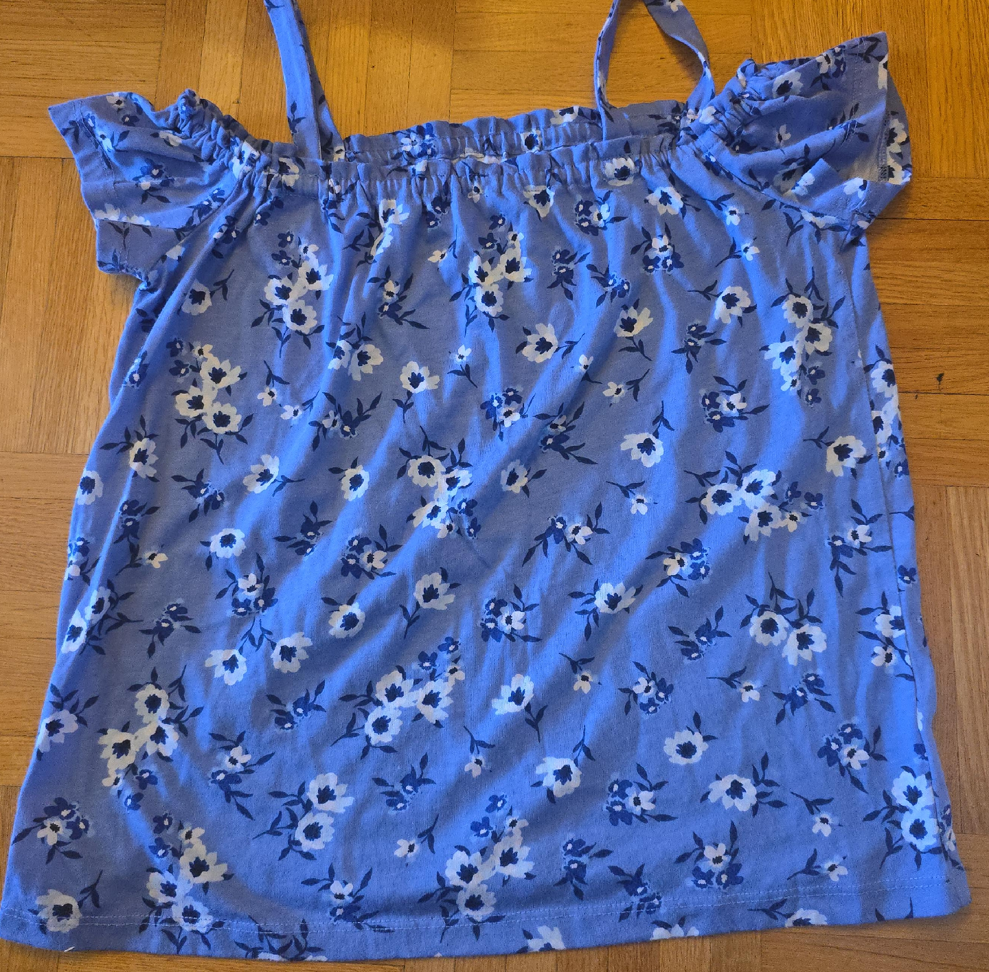 Blue Floral Print Top thumbnail