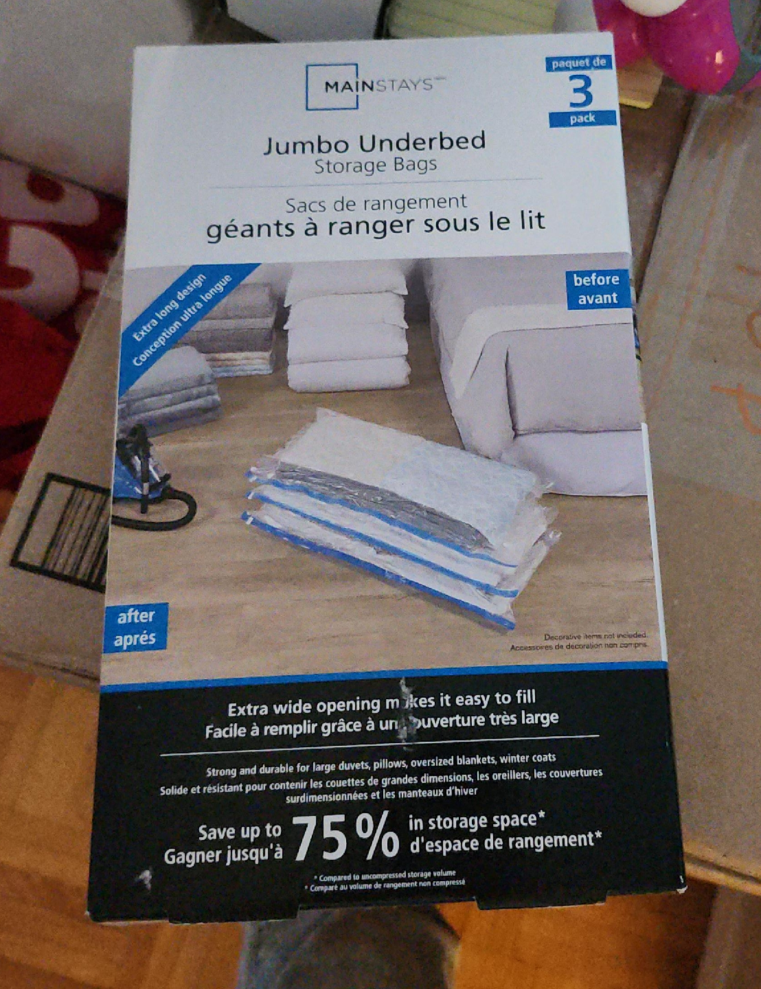 Mainstays Jumbo Underbed Storage Bags (3-Pack) thumbnail