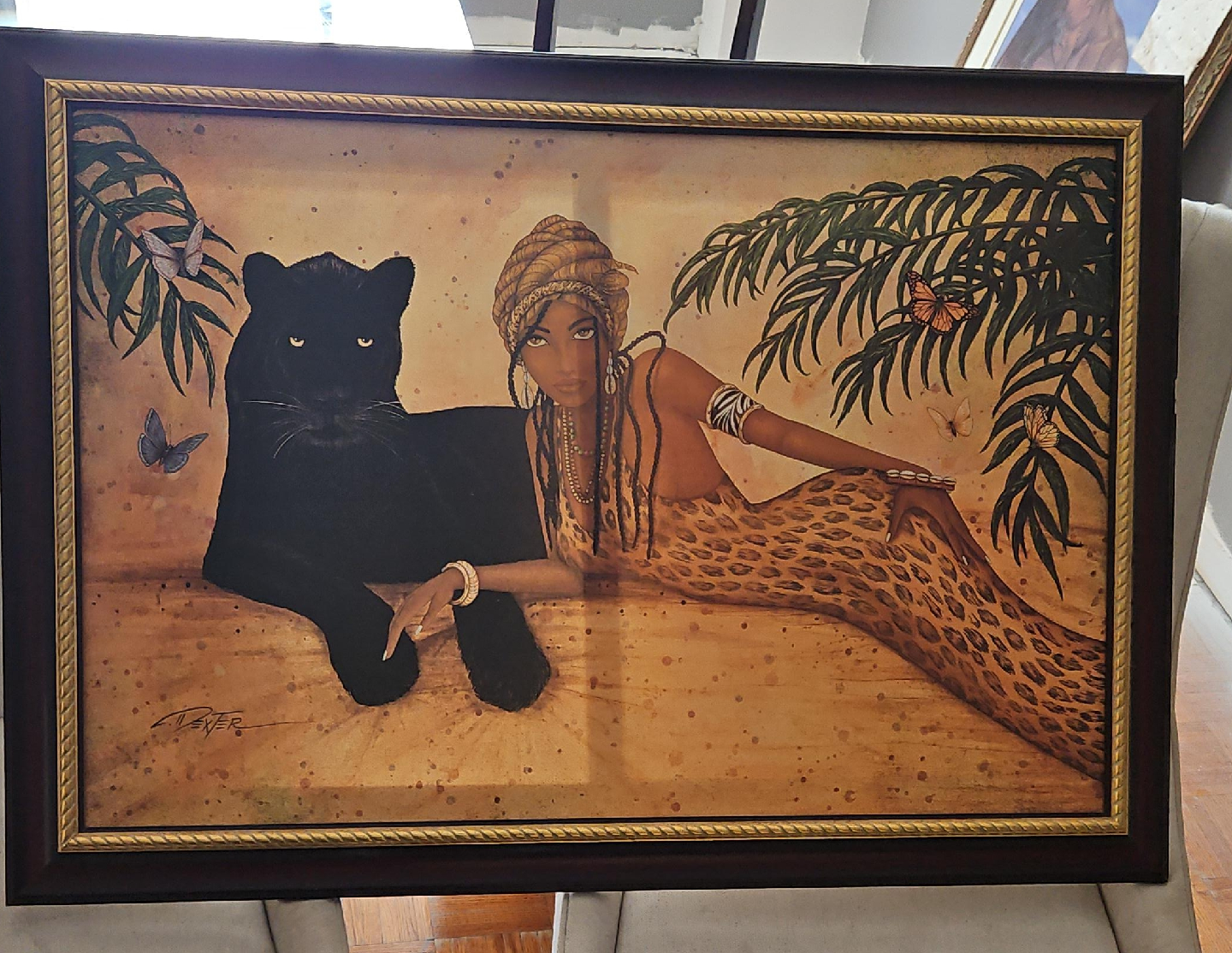 Framed Art Print - Woman and Panther thumbnail