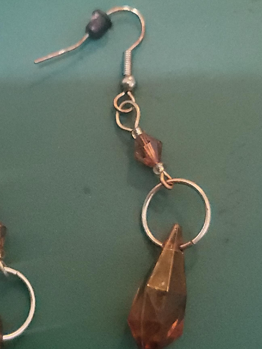 Drop Earrings with Brown Crystals thumbnail
