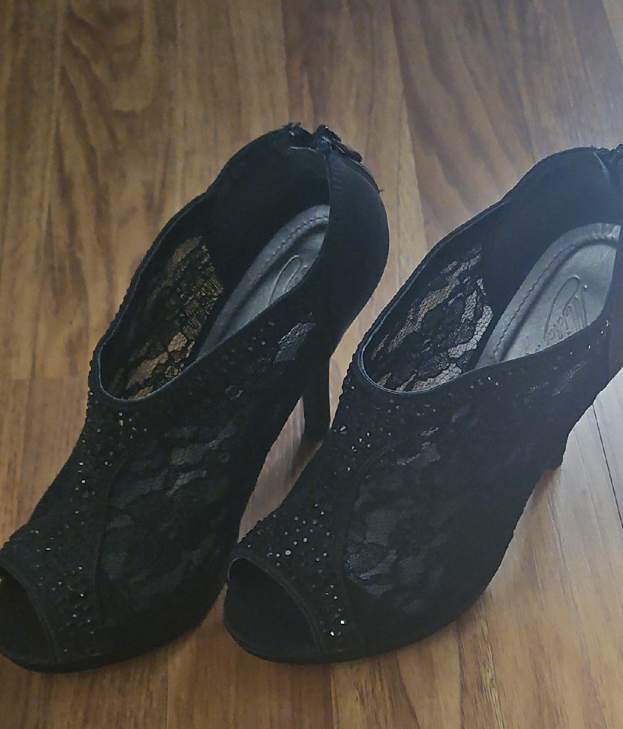 Mikaela Black Lace Heels - Size 8 thumbnail