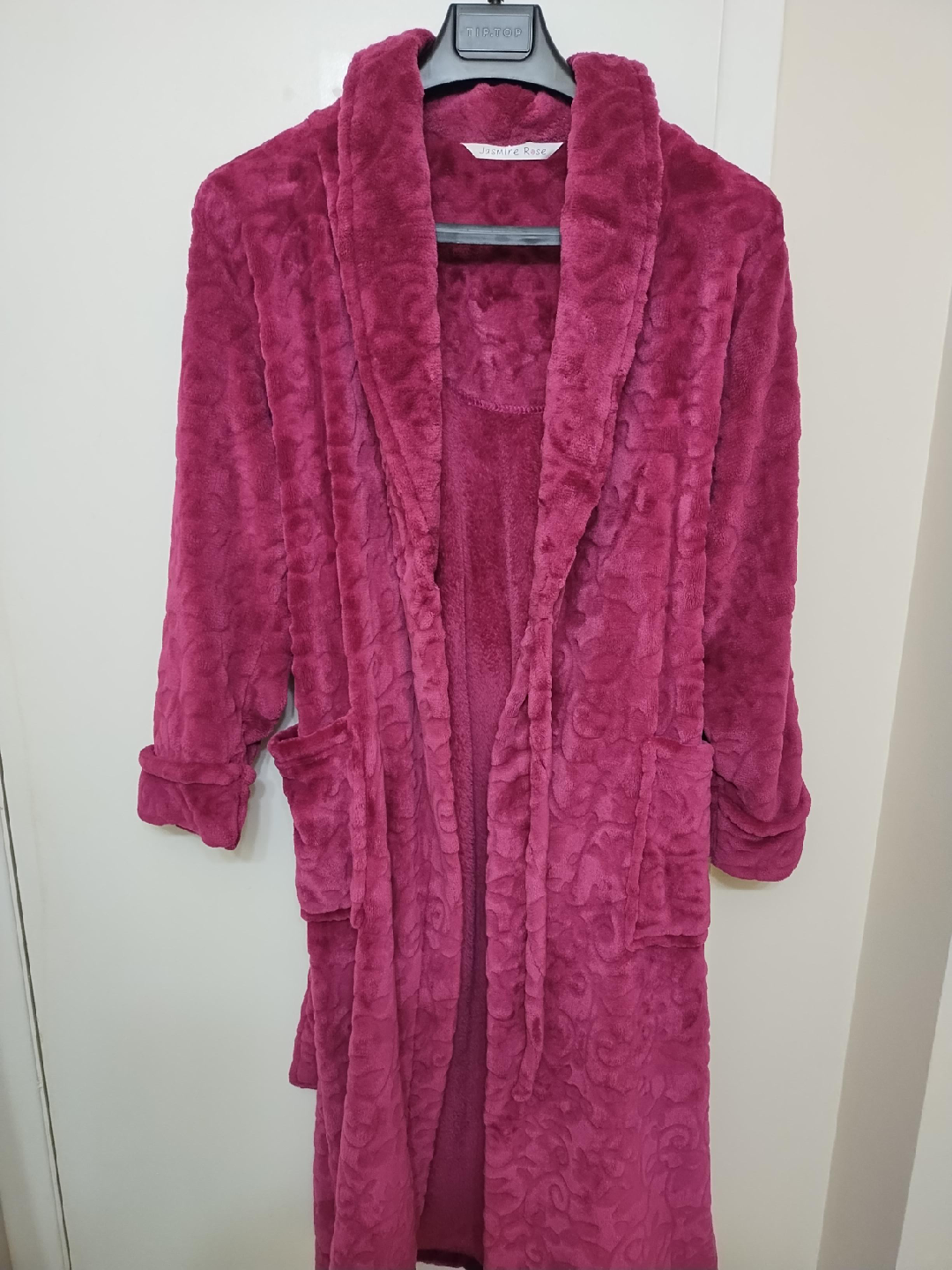 Jasmine Rose Plush Robe - Burgundy thumbnail