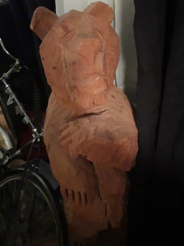 Hand Carved Wooden Bear Statue thumbnail
