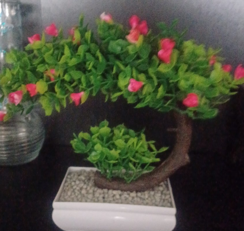 Artificial Bonsai Tree with Pink Flowers