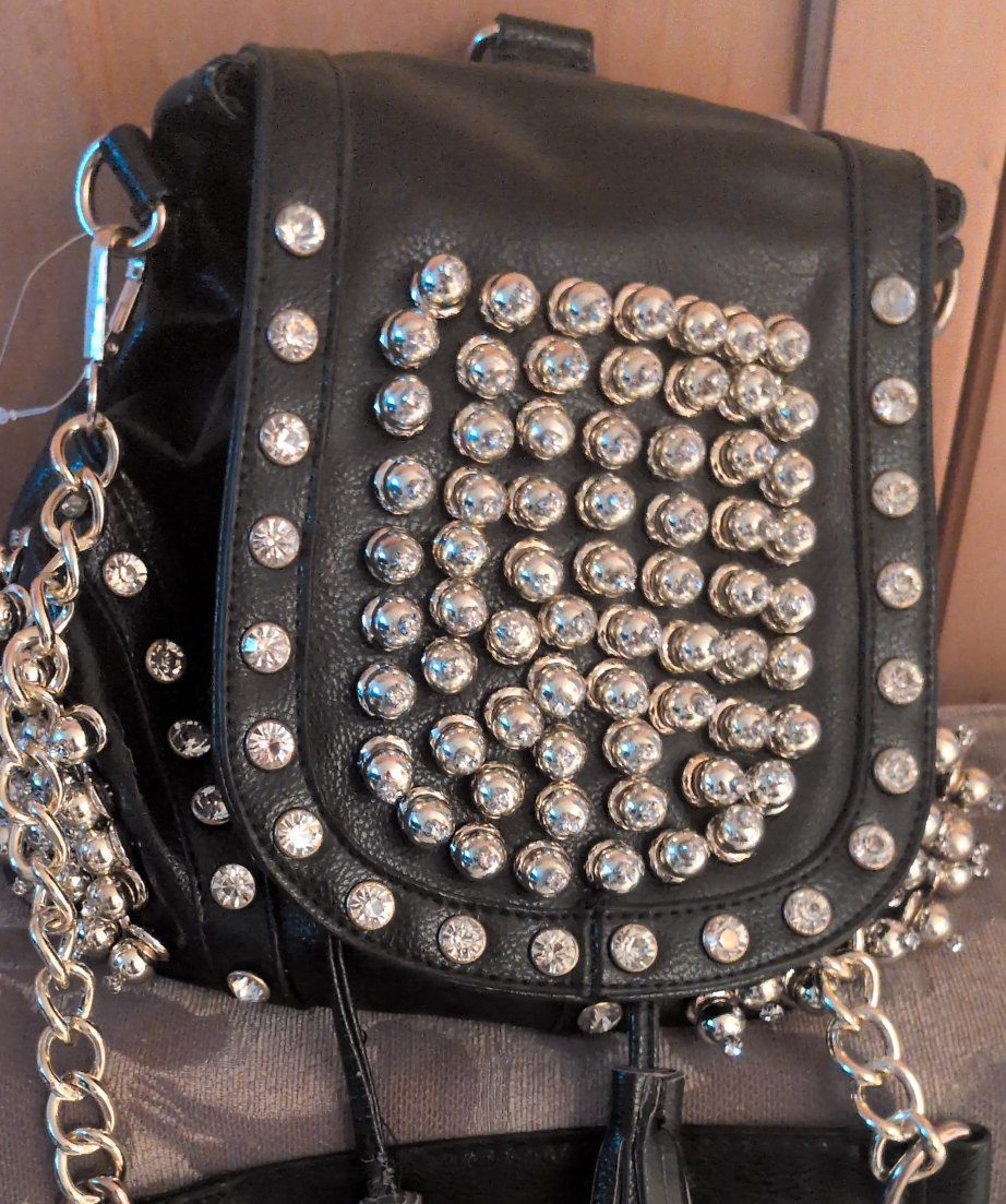 Black Studded Drawstring Backpack