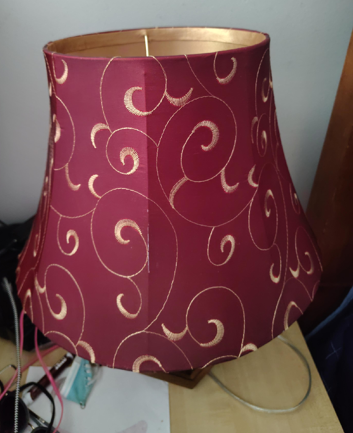 Red Lampshade with Gold Swirls thumbnail