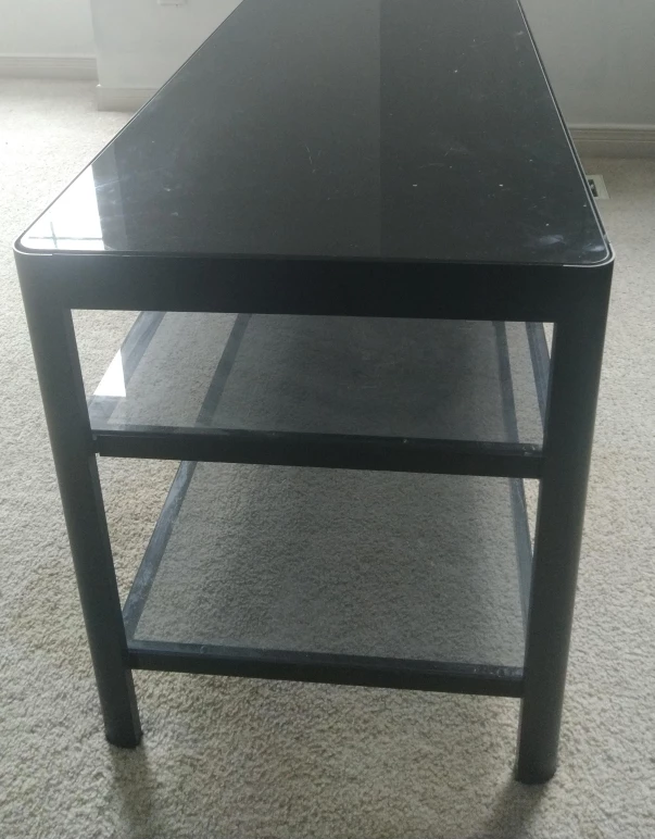 Black TV Stand with Glass Shelves thumbnail