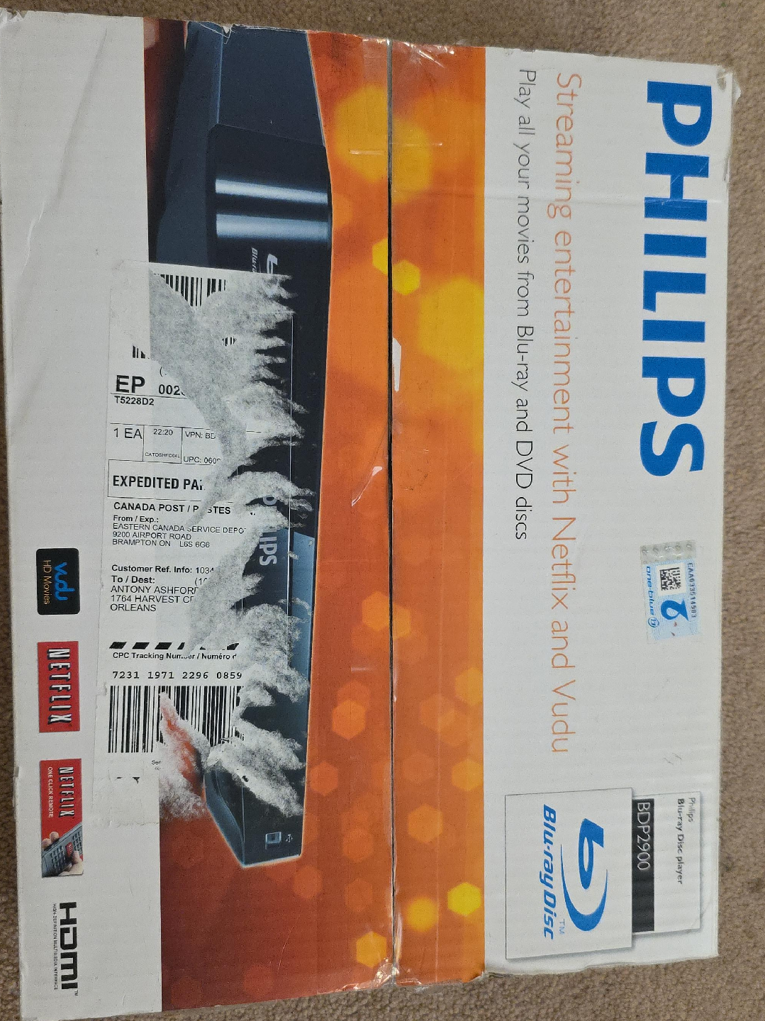 Philips BDP2900 Blu-ray Disc Player - Like New!