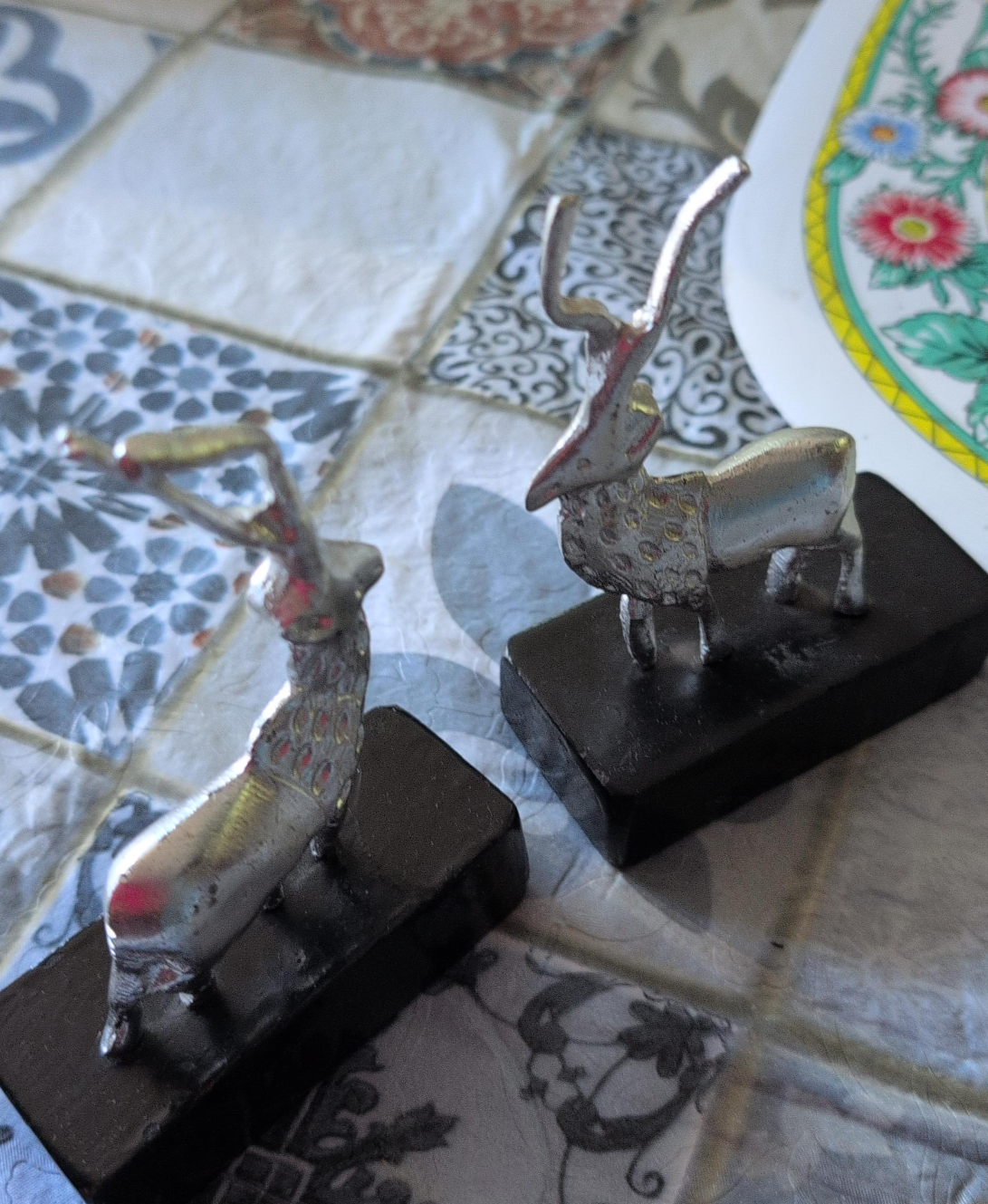 Pair of Decorative Metal Deer Figurines thumbnail