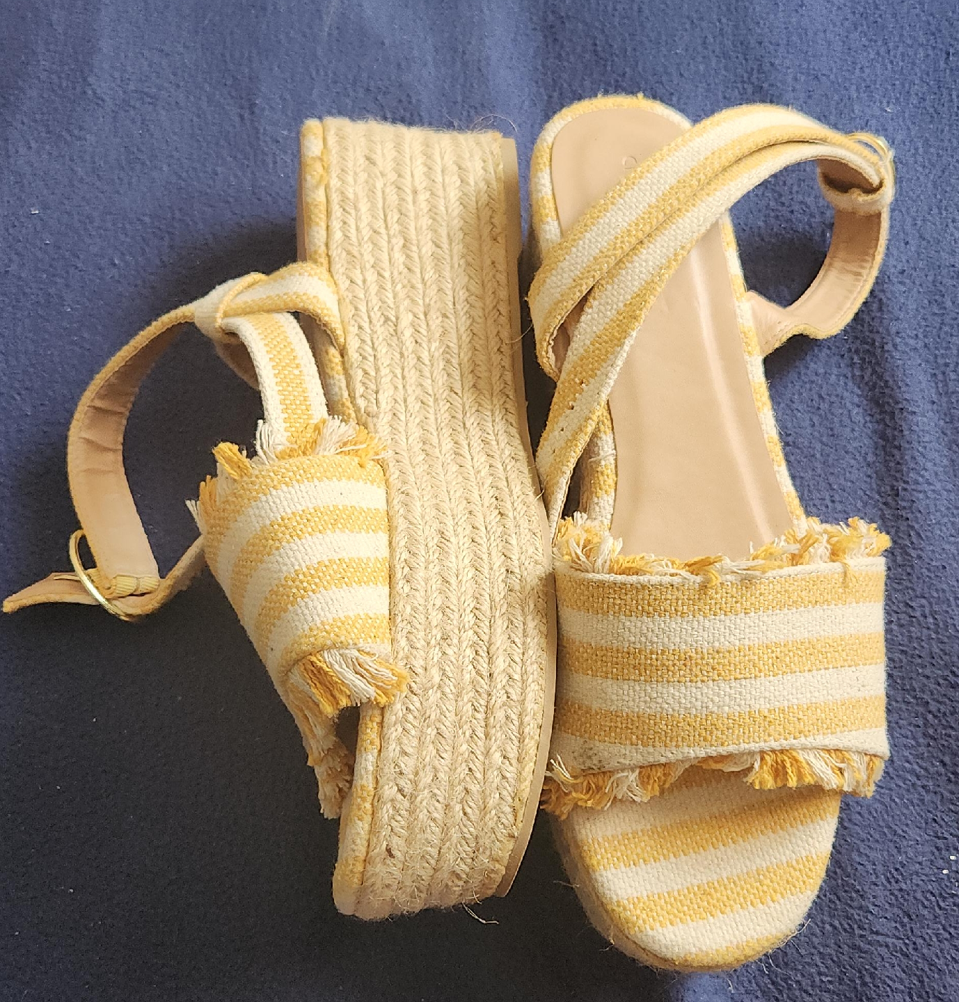 Striped Espadrille Wedge Sandals thumbnail