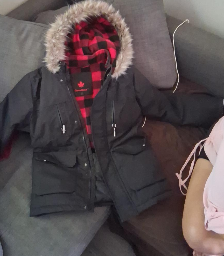 Canadiana Winter Jacket - Black with Plaid Lining