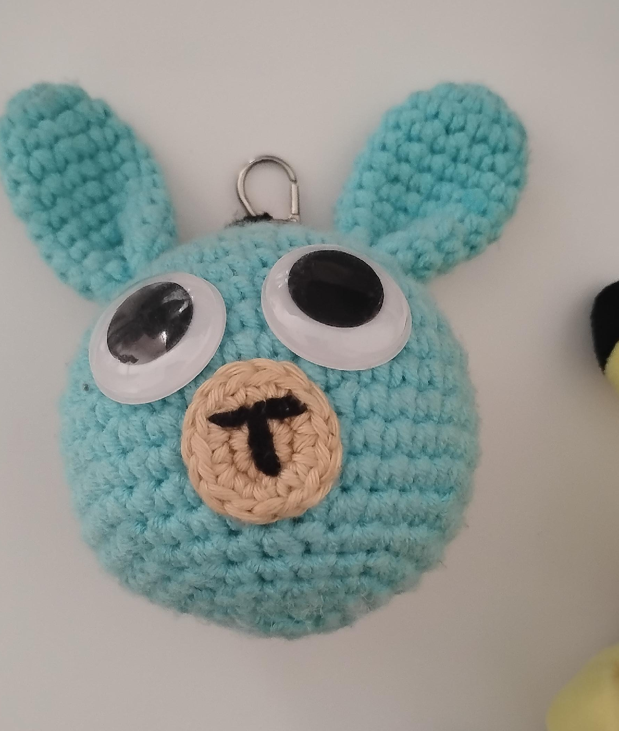 Handmade Crochet Blue Bunny Keychain thumbnail