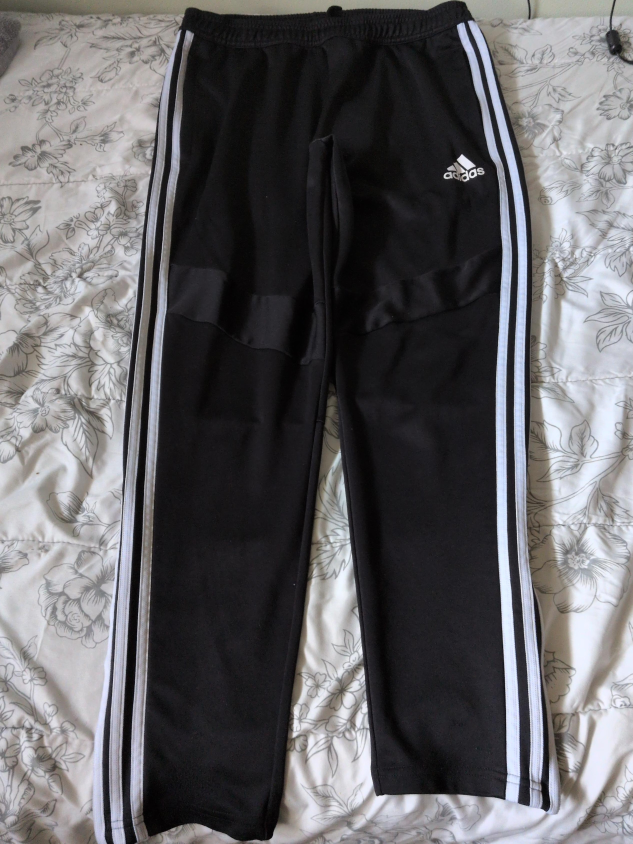 Adidas Black Track Pants with White Stripes thumbnail