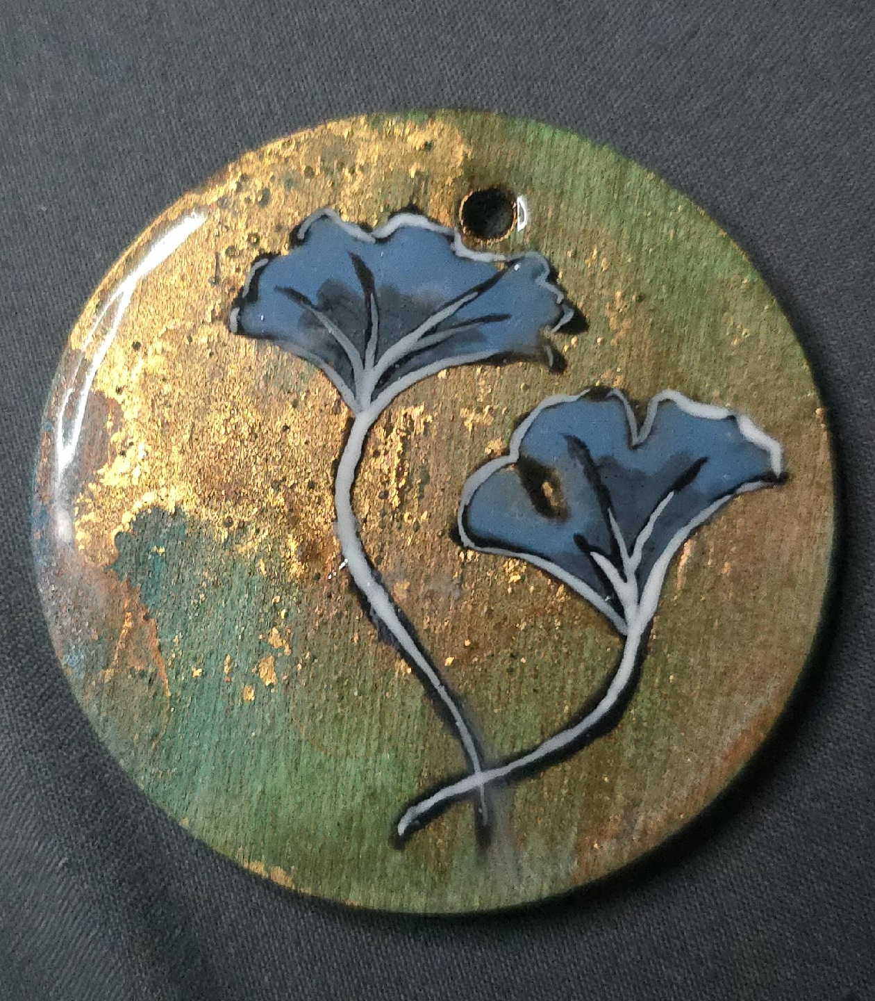 Hand-painted Floral Pendant