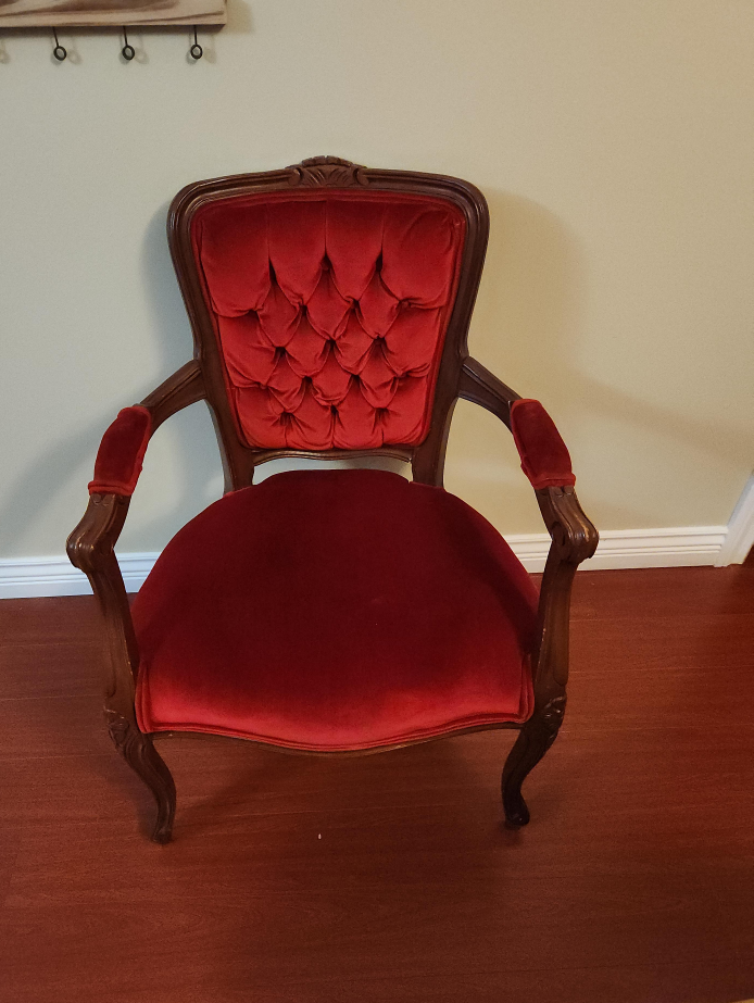 Red Velvet Accent Chair thumbnail