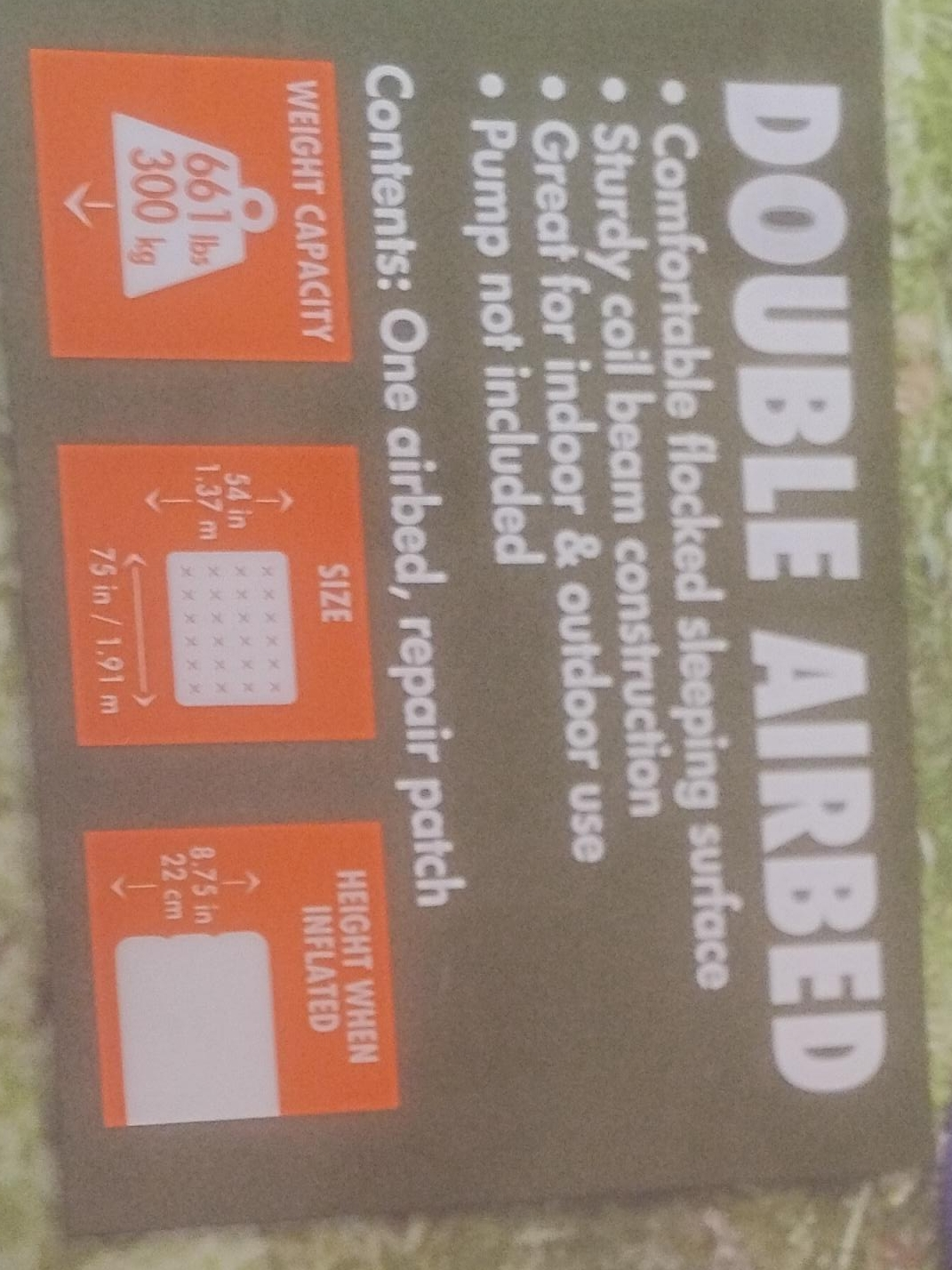 Double Airbed - Indoor/Outdoor Use