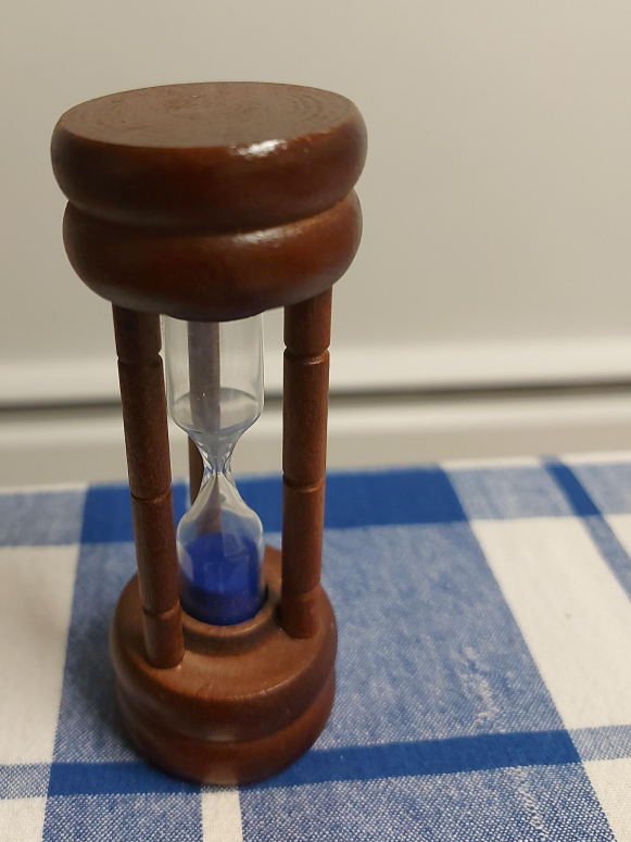 Hourglass Sand Timer - Brown Wood & Blue Sand thumbnail