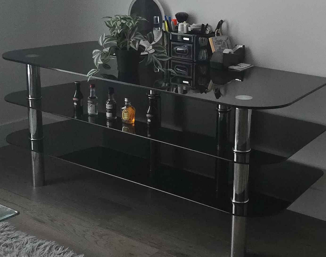Black Glass TV Stand