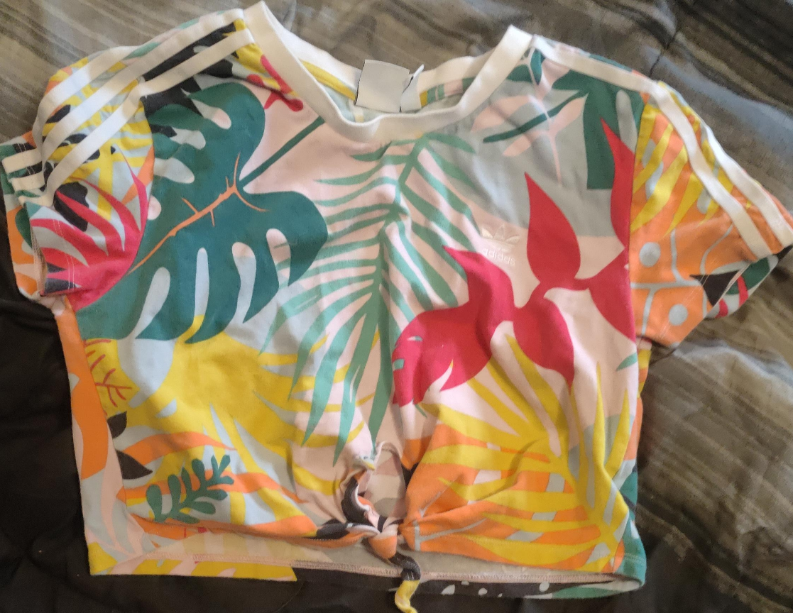 Adidas Floral Crop Top - Size M - photo 2