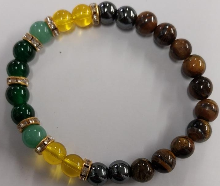 Beaded Bracelet - Green, Yellow, Brown