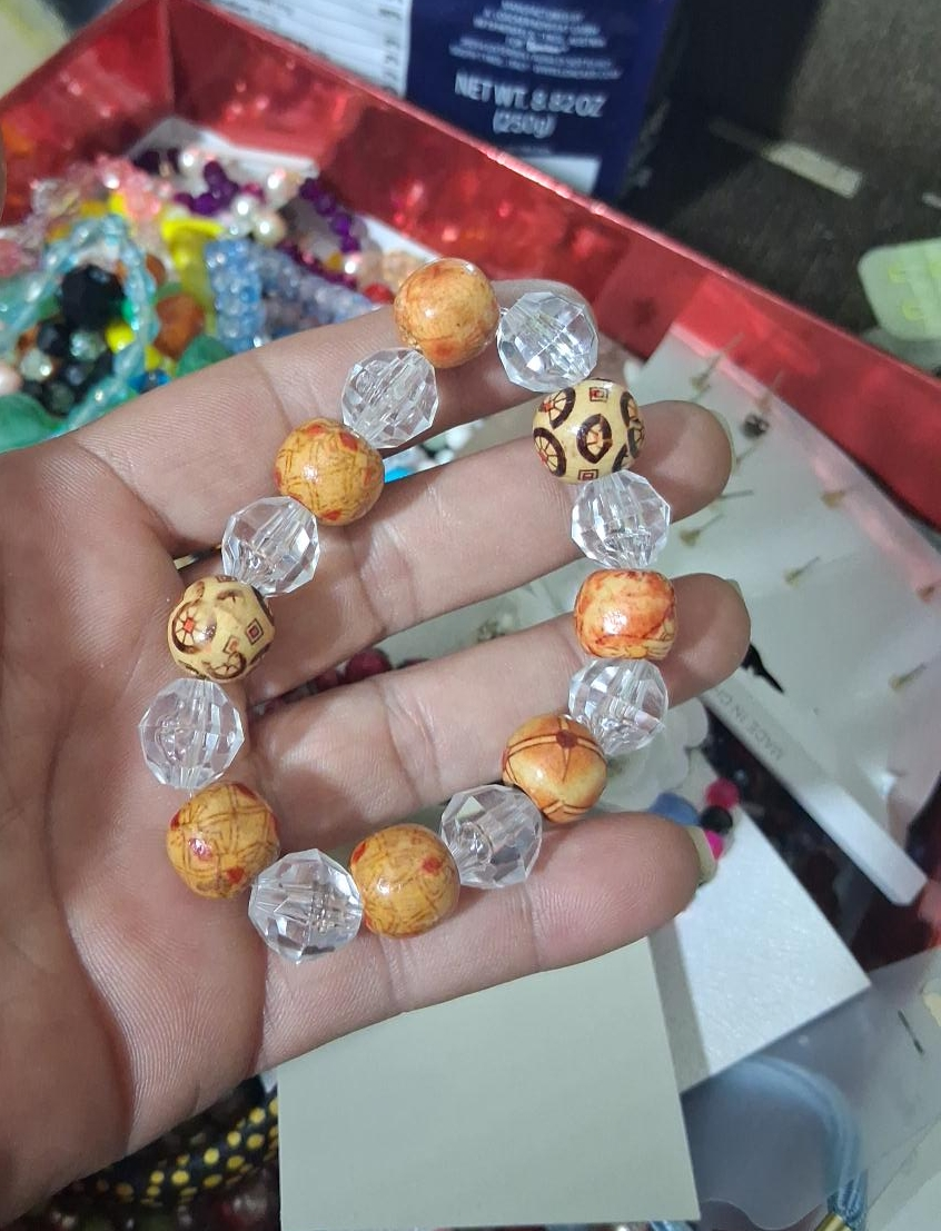 Beaded Bracelet - Wood & Crystal thumbnail