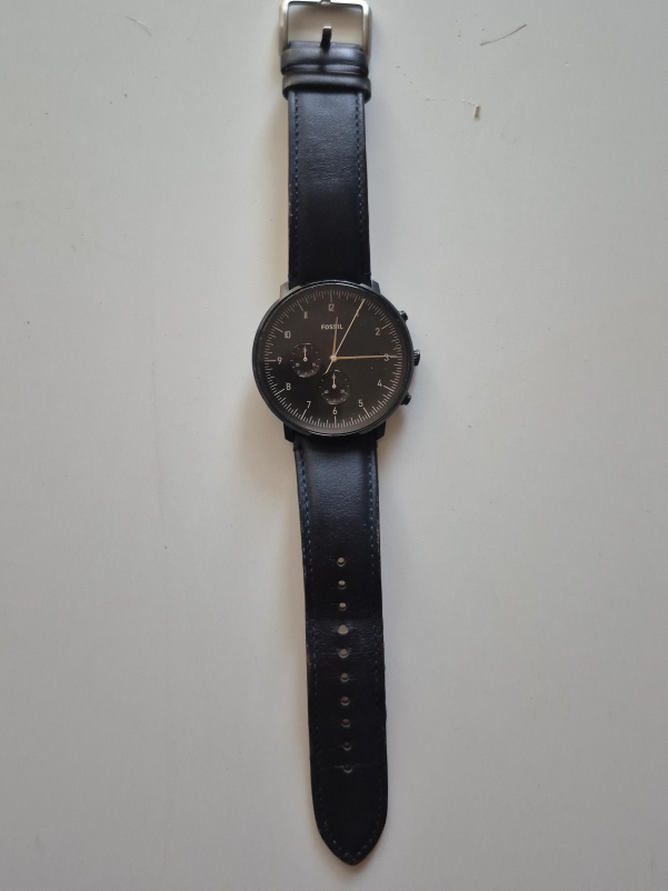 Fossil Black Leather Watch thumbnail
