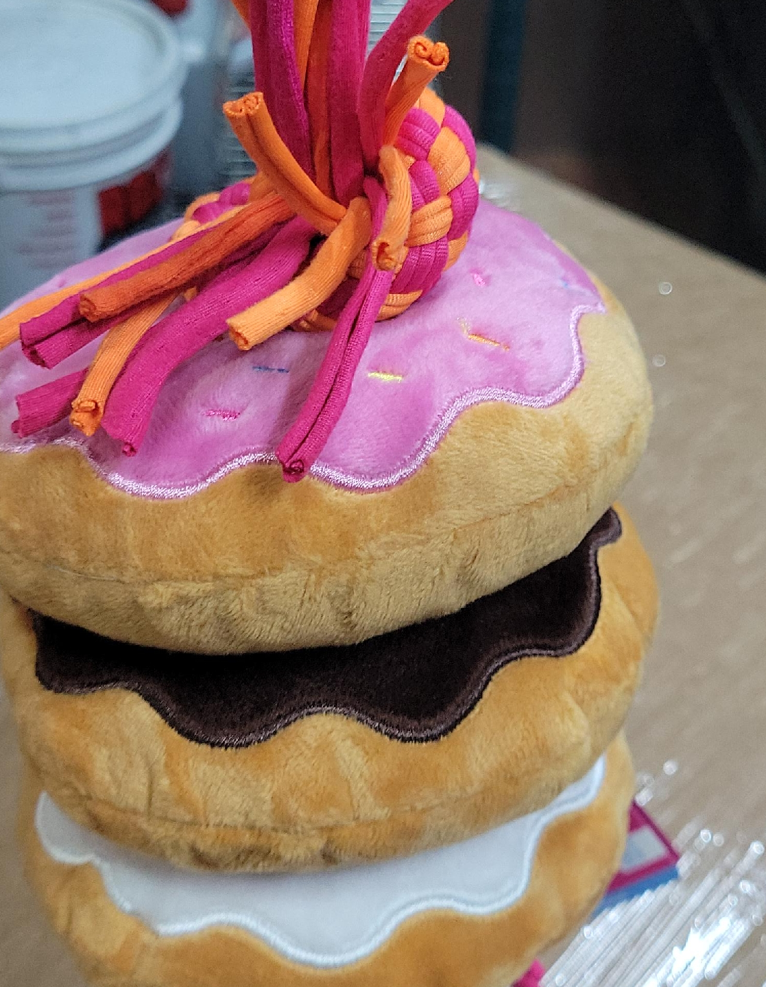 Stack of Donut Plush Dog Toys thumbnail