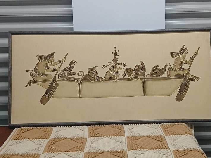 Framed Mayan Canoe Art thumbnail