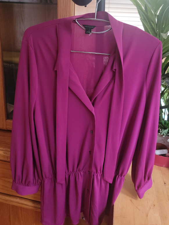 Ann Taylor Purple Blouse Size L thumbnail