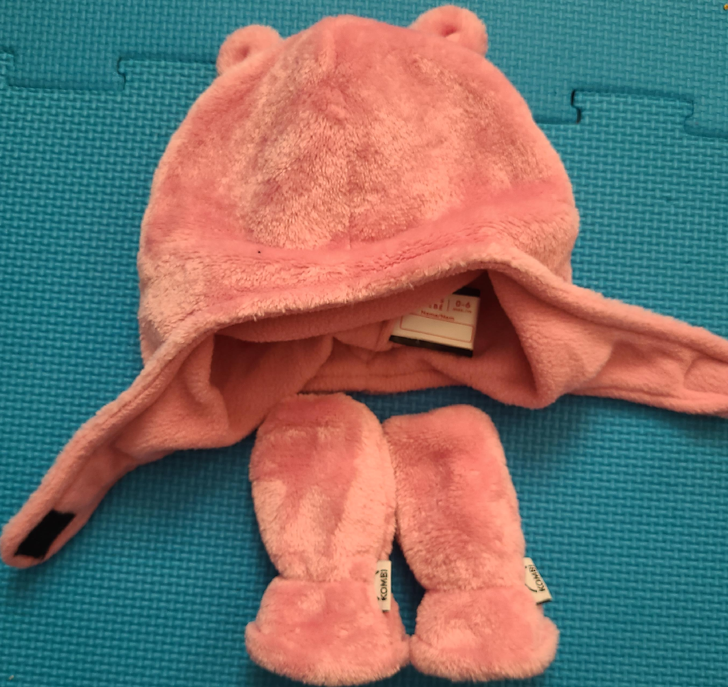 Kombi Pink Hat and Mittens Set (0-6 Months) thumbnail