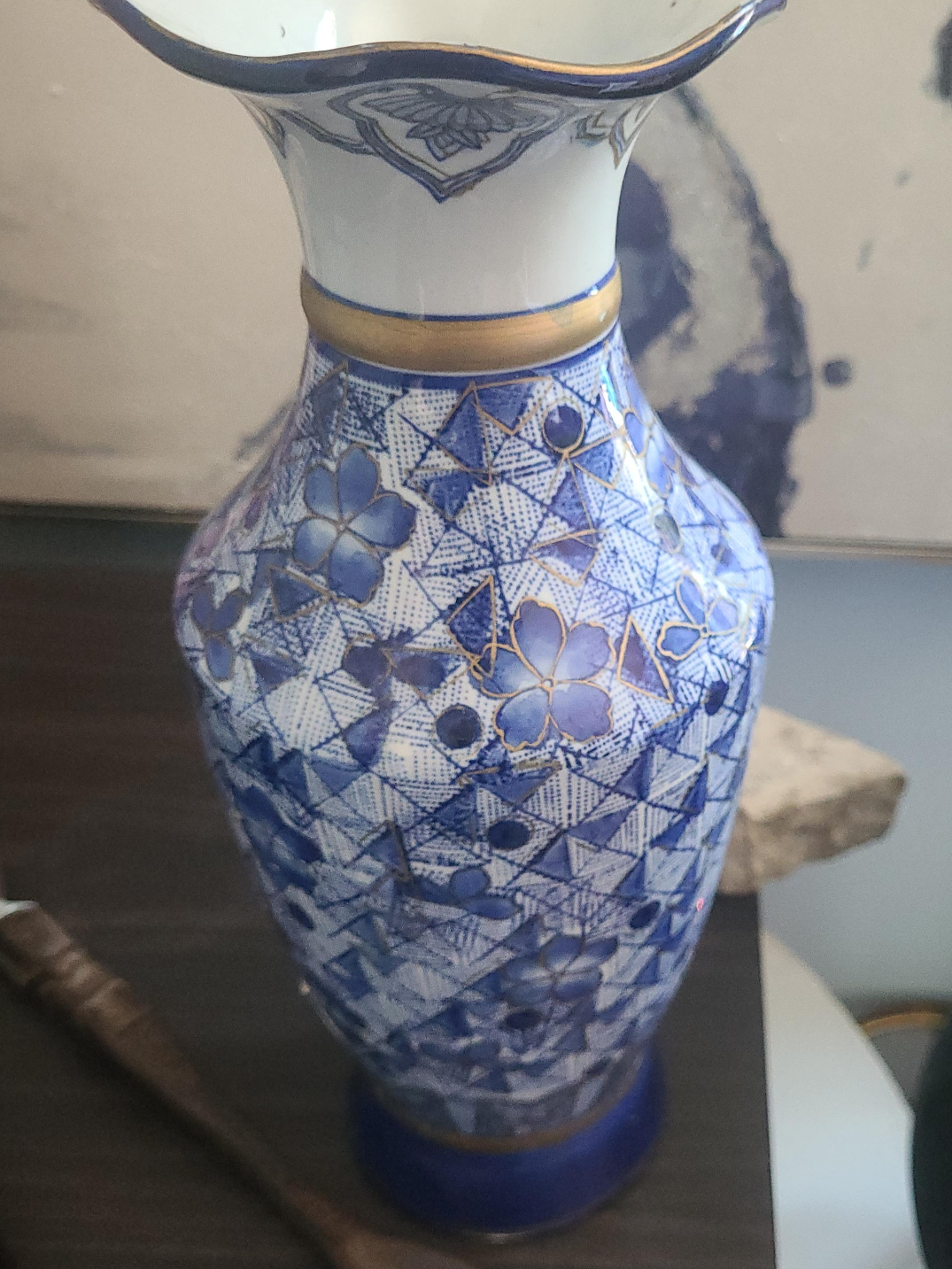 Blue & White Floral Vase thumbnail