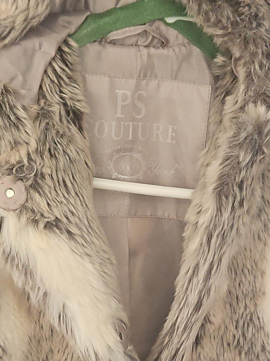 PS Couture Faux Fur Hooded Jacket - Size 8 thumbnail