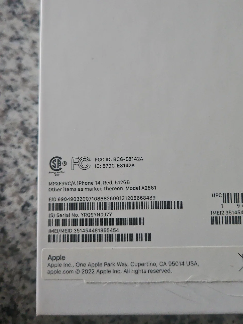 New Apple iPhone 14 Red 512GB (Unlocked)