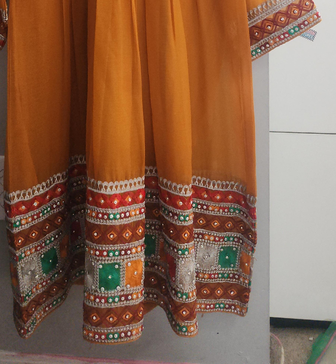 Embroidered Mustard Dress thumbnail
