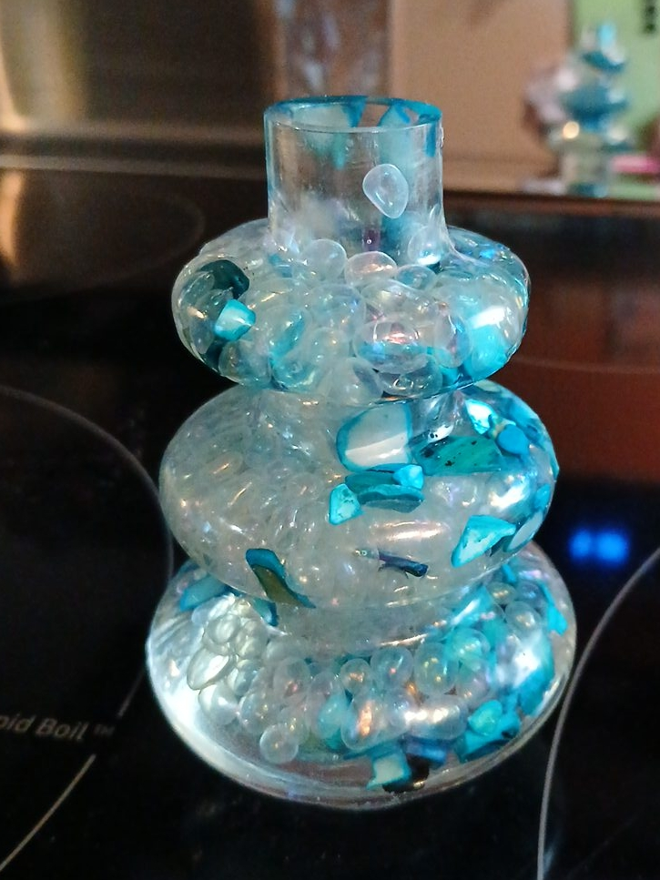 Blue Resin Decorative Tower. Made by Cheryl thumbnail
