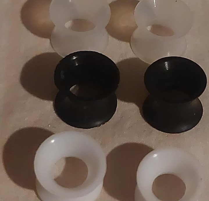 Silicone Ear Gauges - Black White & Clear 8.0mm thumbnail