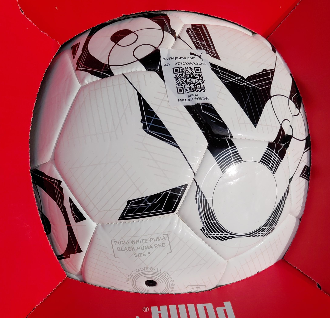 Puma White/Black/Red Soccer Ball - Size 5