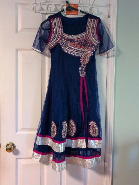Blue Embellished Girls' Anarkali Dress thumbnail