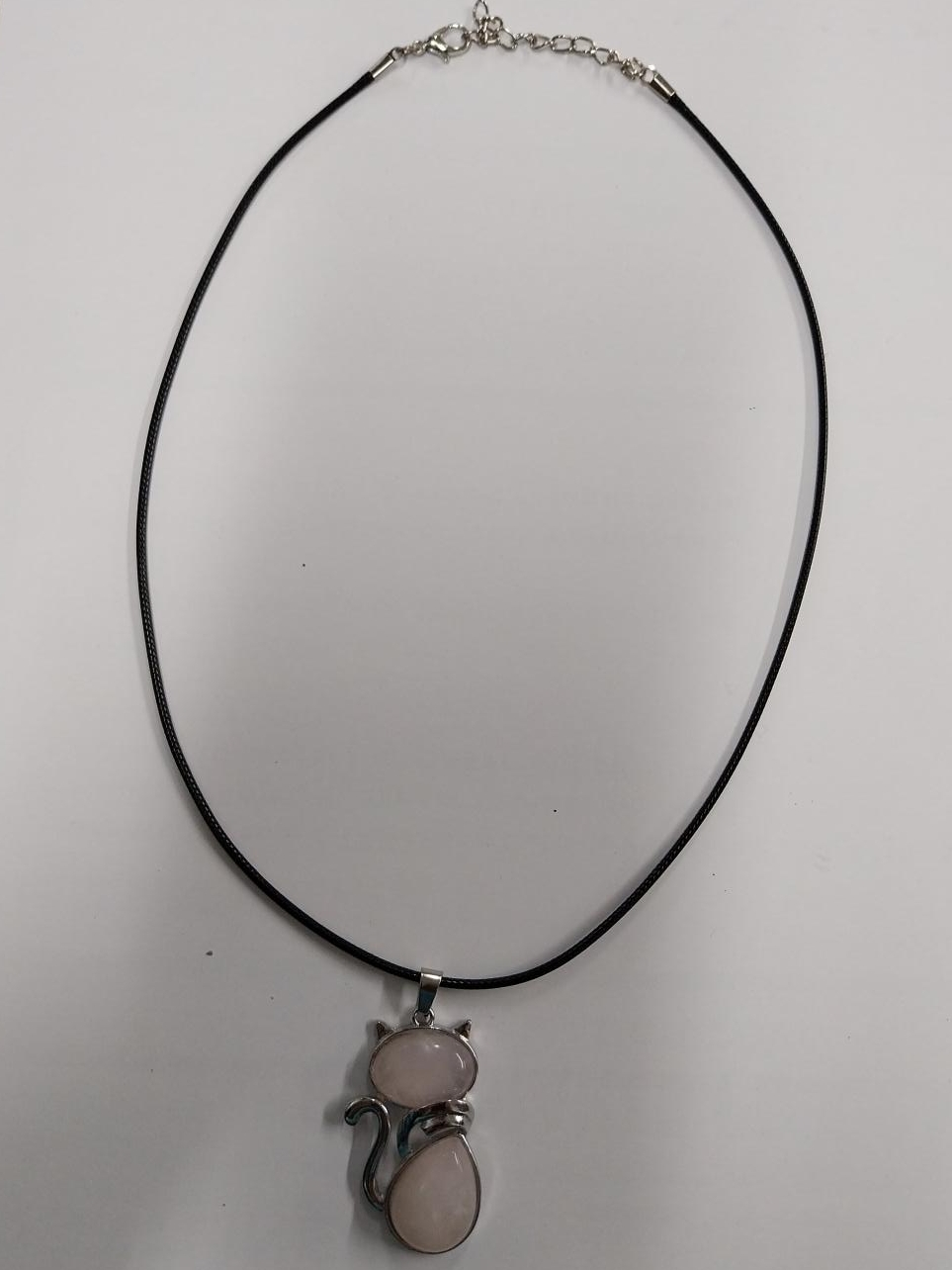 Cat Pendant Necklace - Rose Quartz